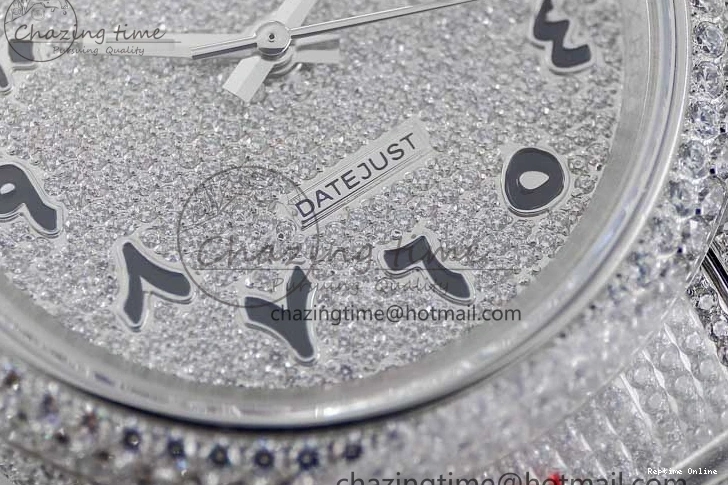 0212 Datejust 41 SS Full Diamonds TWF 1:1 Best Edition Arabic Markers Dial on Bracelet A Sporty 2395